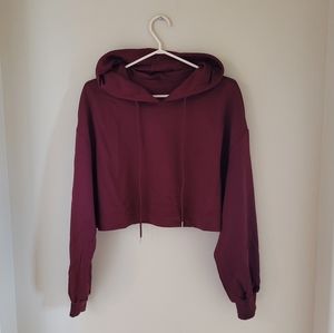 Burgundy Cropped Hoodie